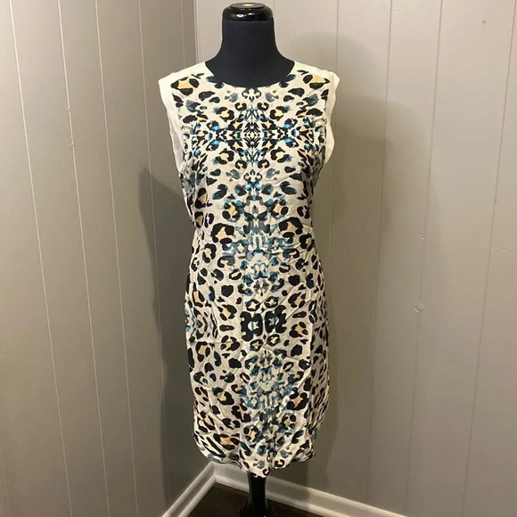 BROCHU WALKER Extra Small Dallan Silk Leopard Animal Print Sheath Work Dress - Picture 3 of 12